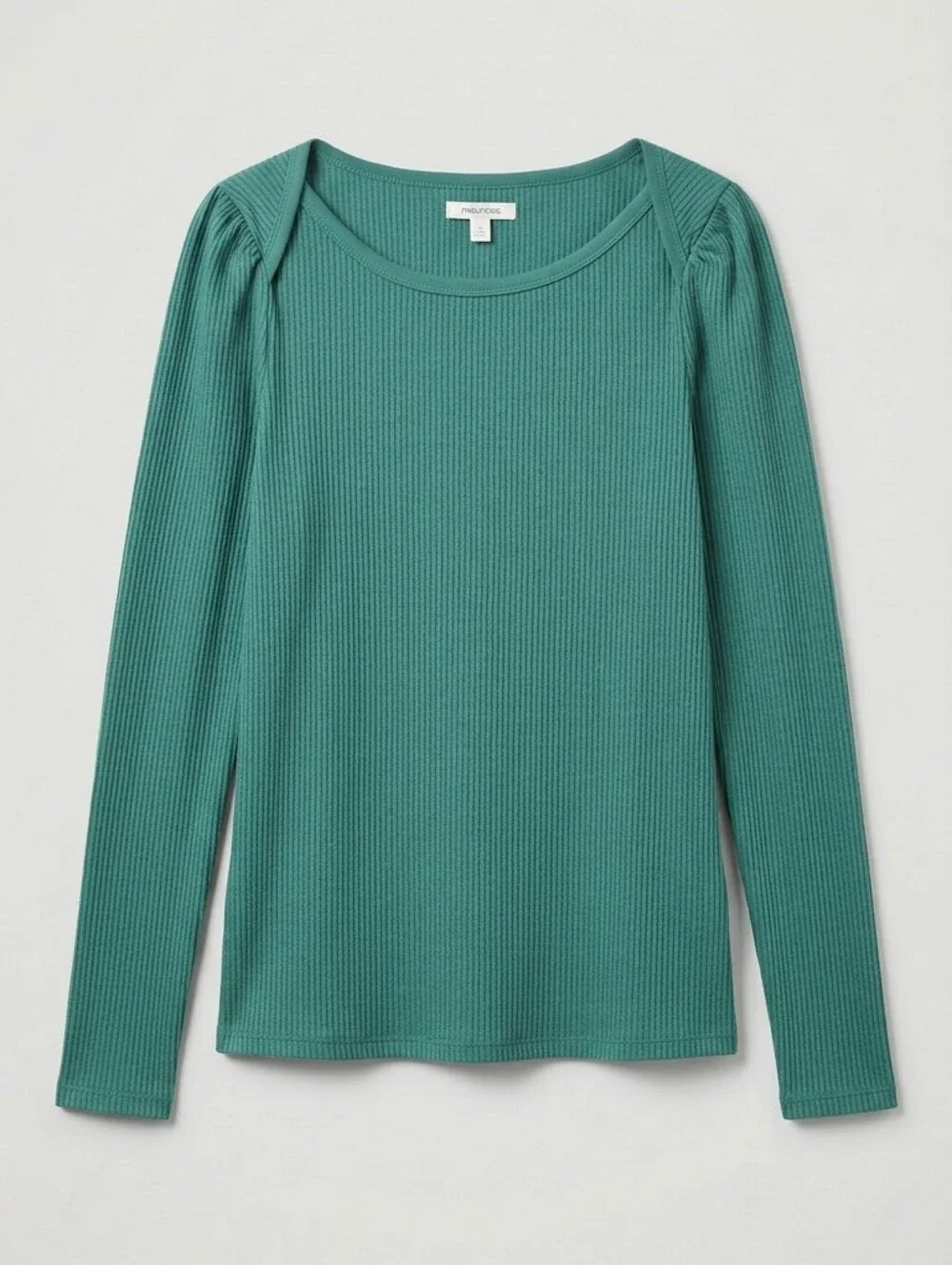 Kelly Green Ribbed Long-Sleeve Top Layering Cottagecore Festival Fall Colligate